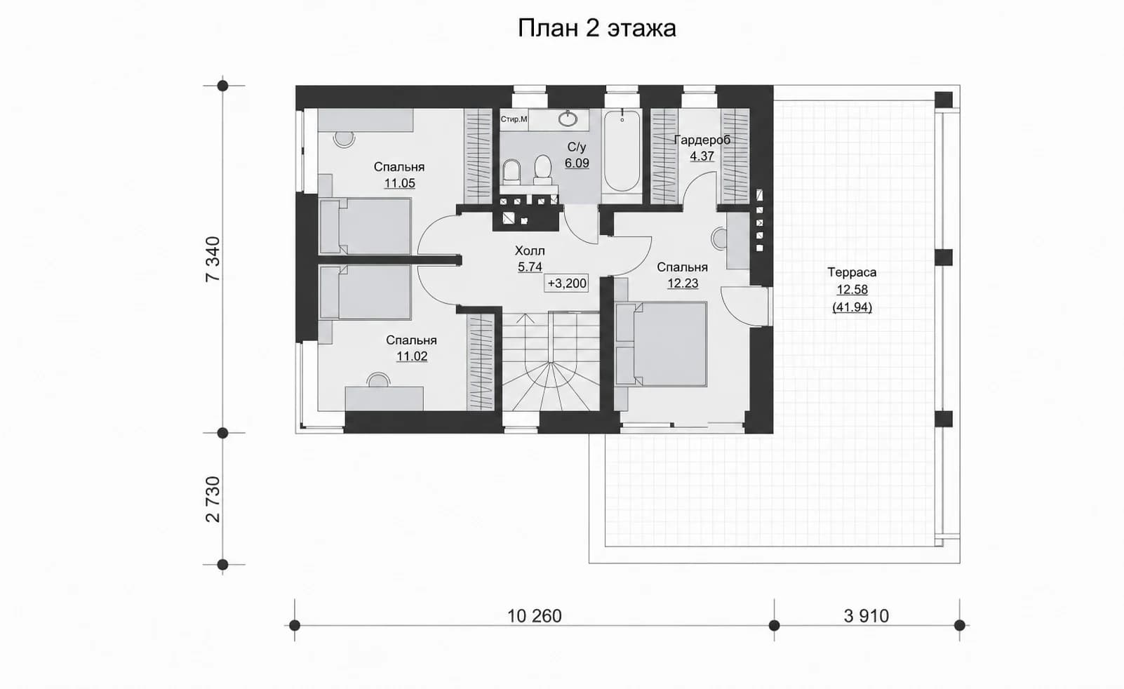Планировка второго этажа дома BURO 111