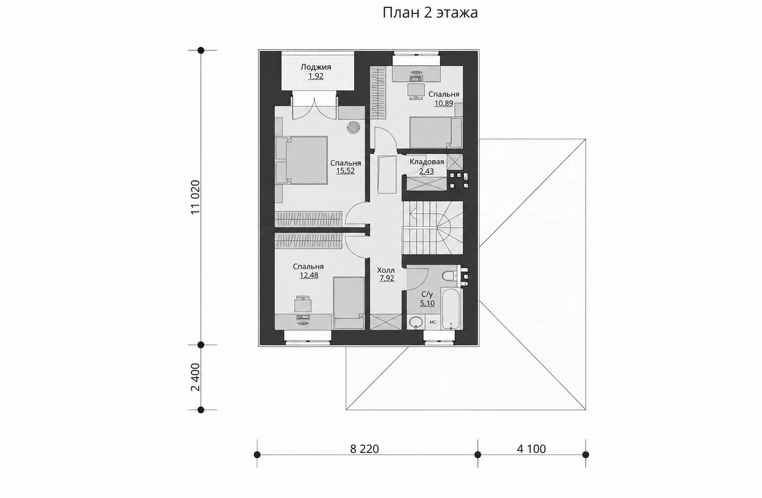 Планировка второго этажа дома BURO 117