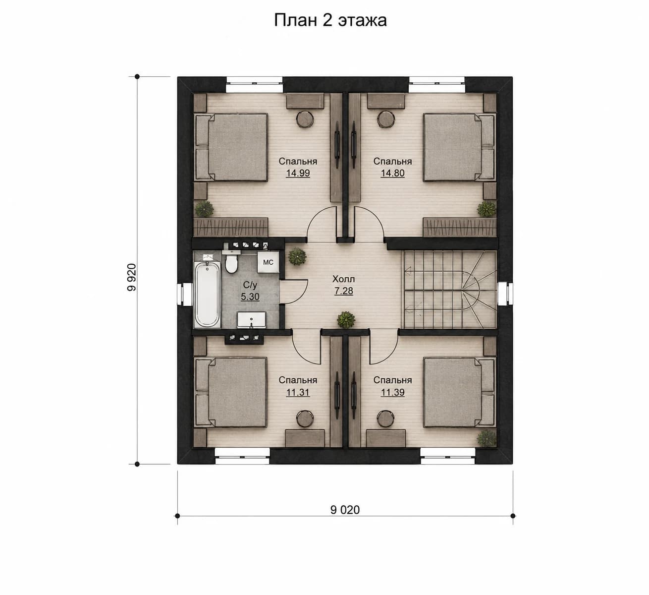 Планировка второго этажа дома BURO 132