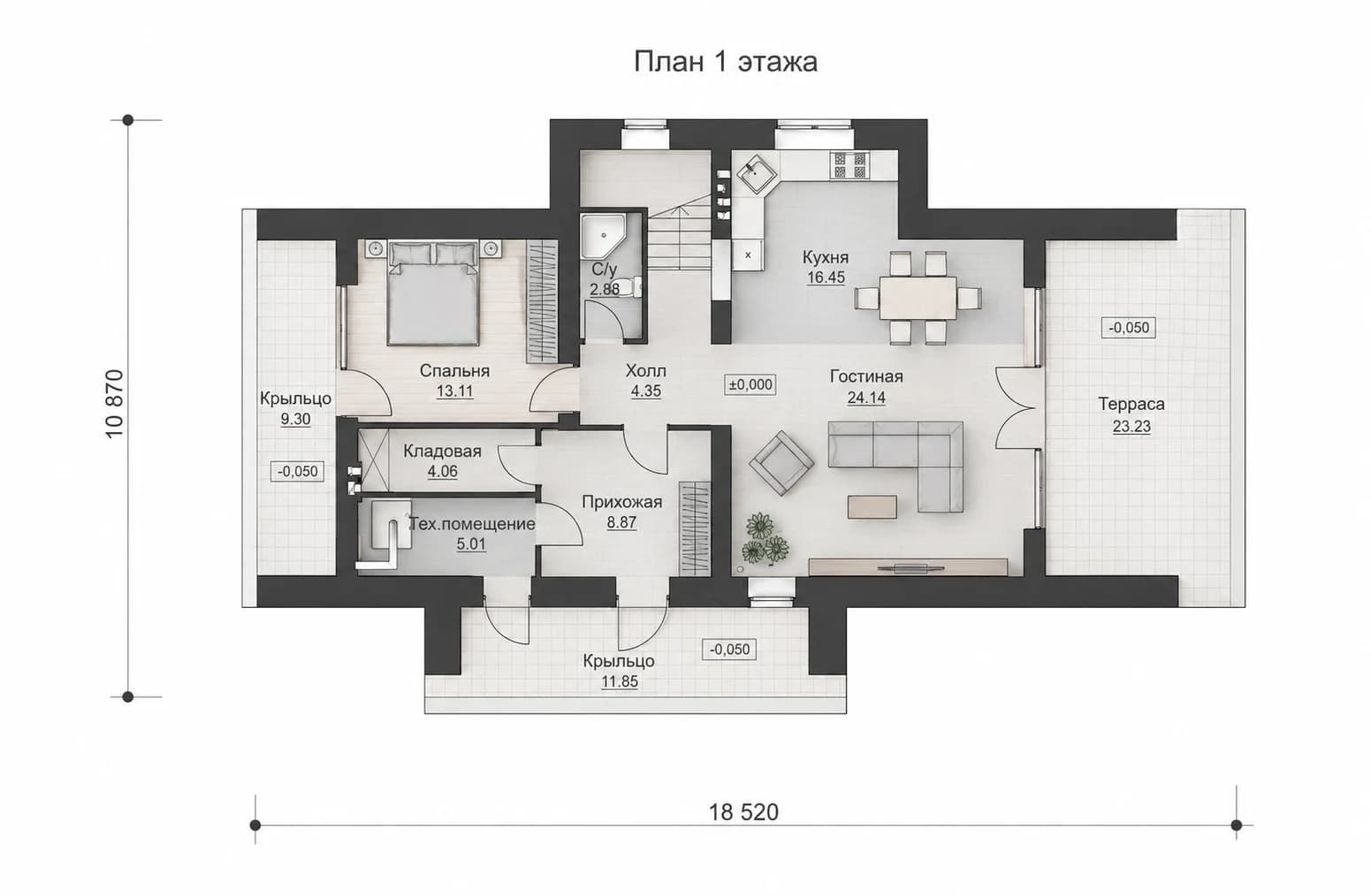 Планировка первого этажа дома BURO 155