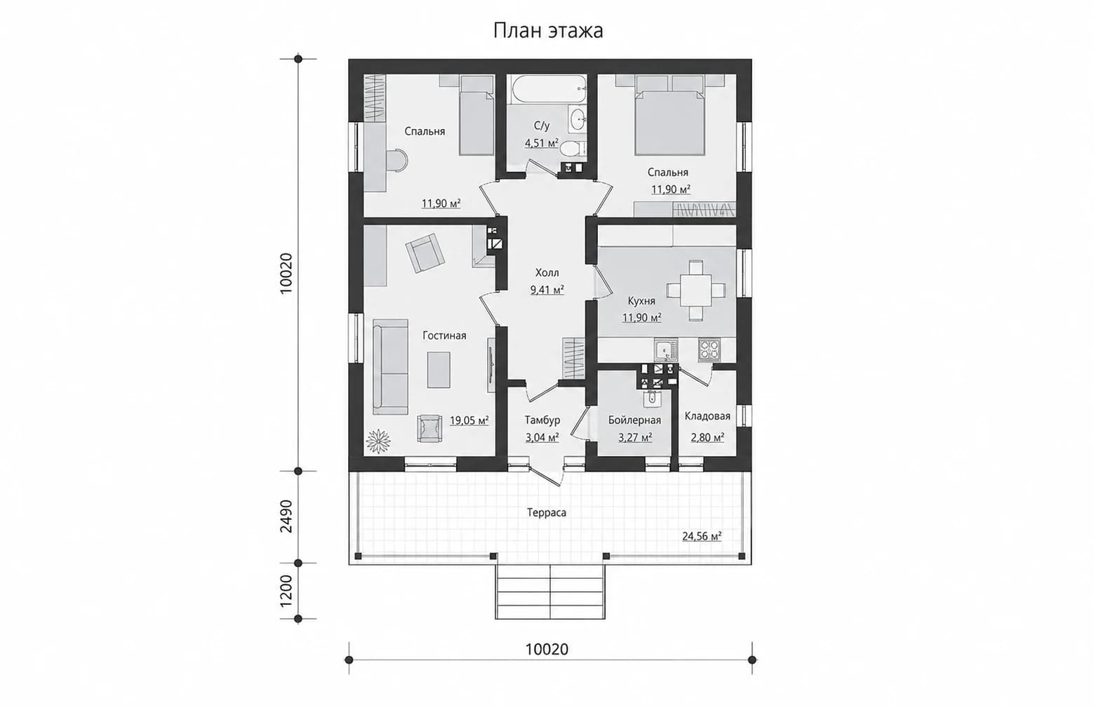 Планировка первого этажа дома BURO 78
