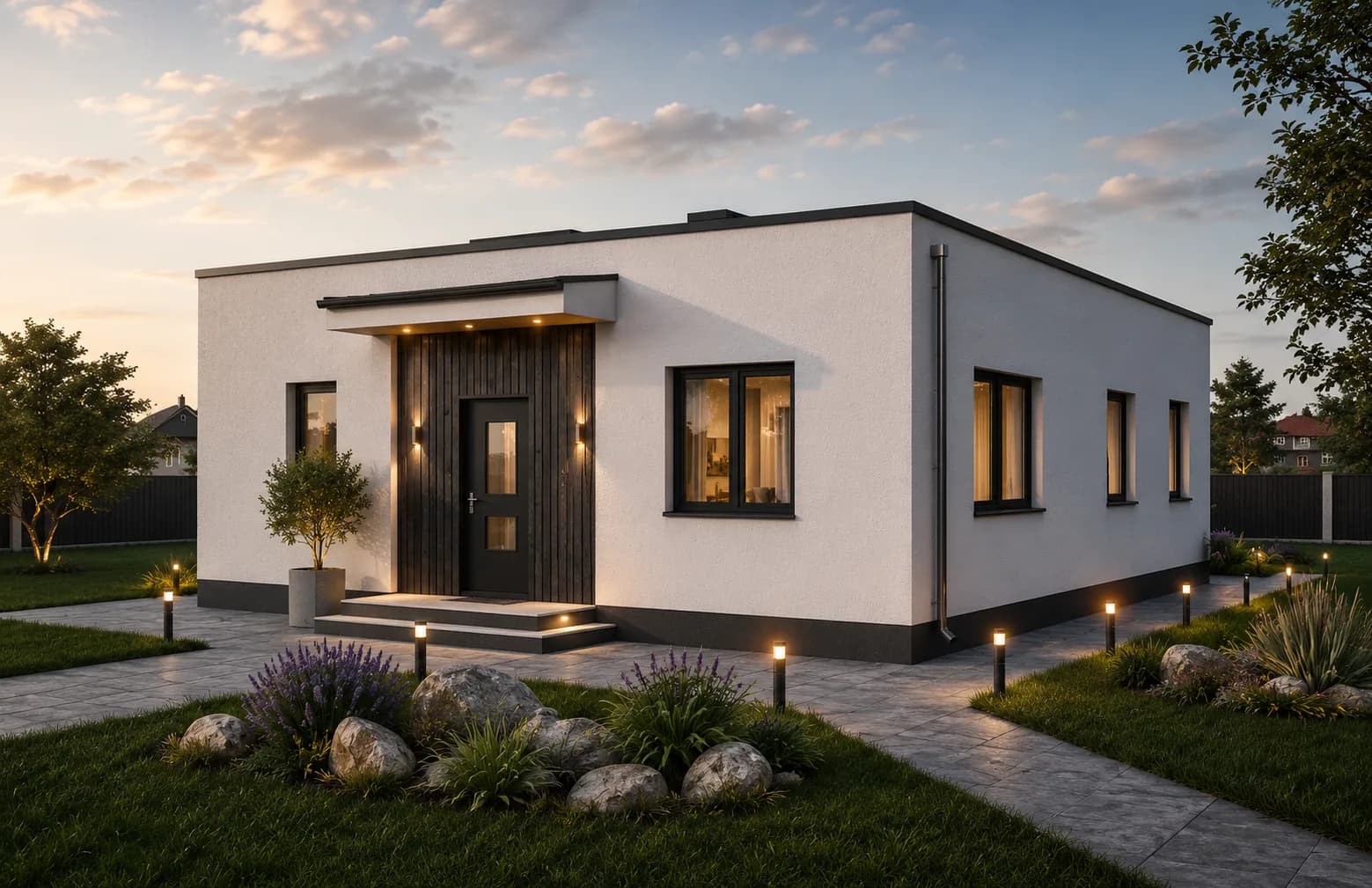 Проект BURO 98 — главный фасад с плоской кровлей