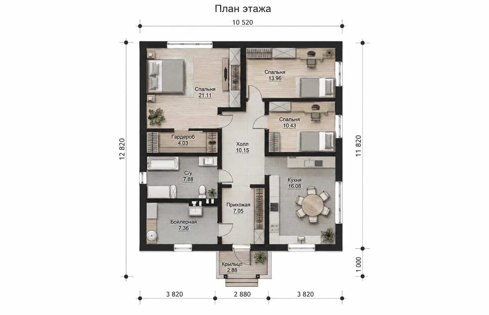 Планировка первого этажа дома BURO 98